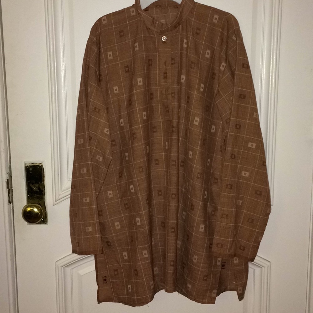 NWOT Bohemian Retro Brown & Beige Tunic Shirt